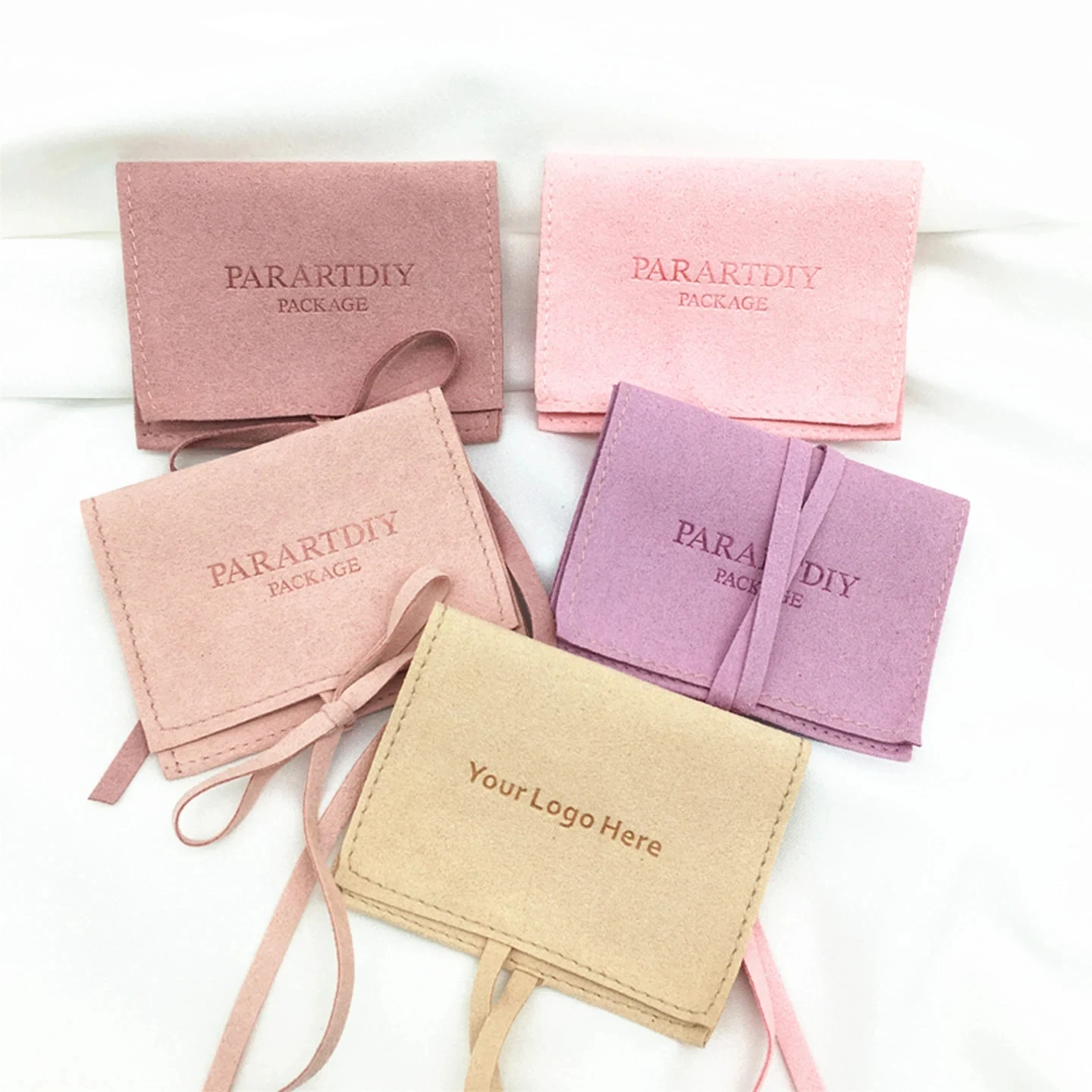 100pcs Personalised Custom Logo Luxury Purple Suede Jewelry Packet Necklace Bracelet Drawstring Bag Packaging Microfiber Pouches