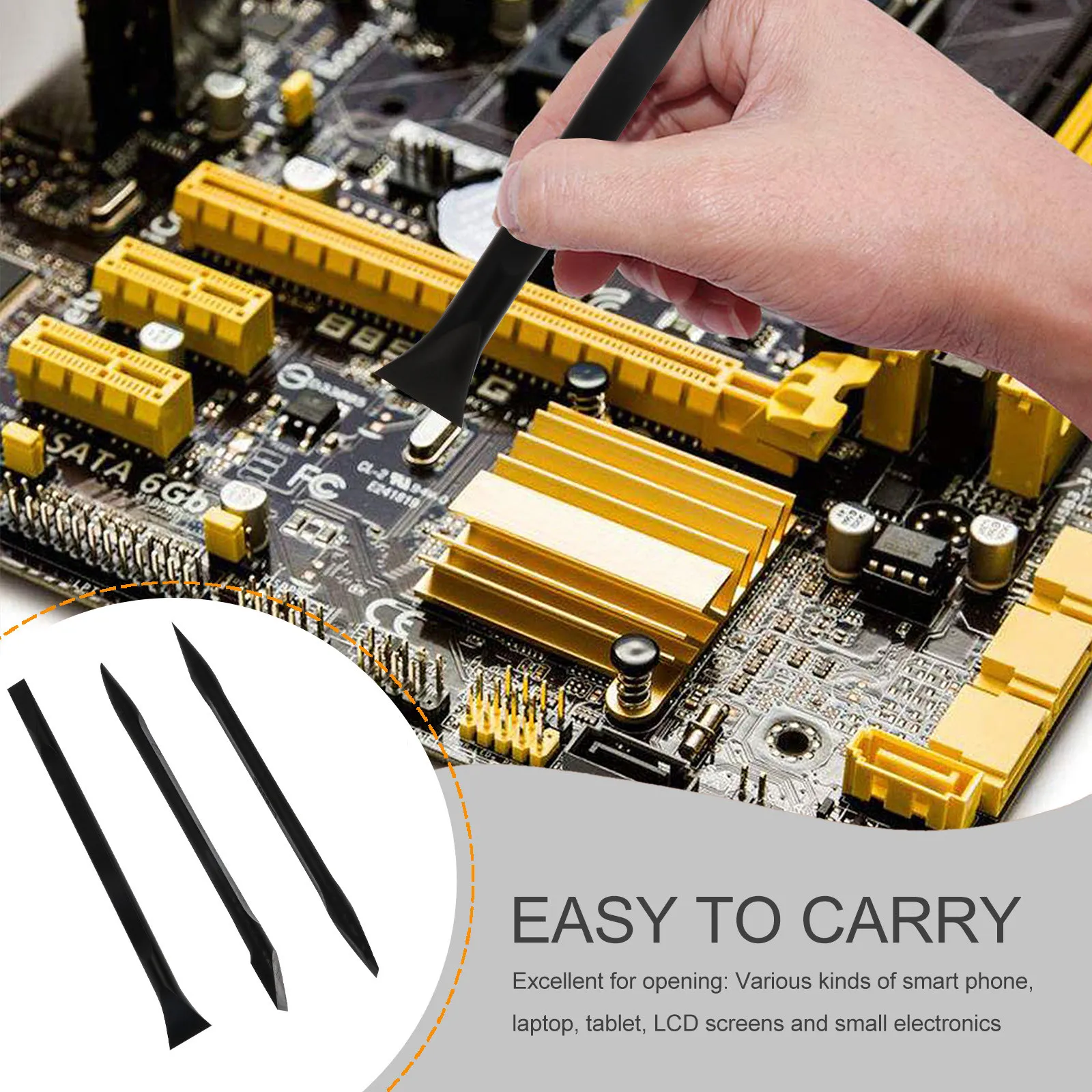 3Pcs Anti-Static Double-Head Disassemble Rod Professional Pry Bar for Tablet LCD Repair Lightweight Portable