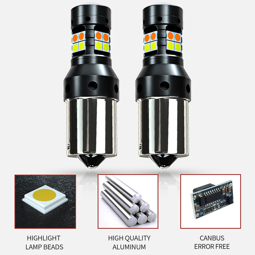 Clignotant et feux diurnes à LED, accessoires Canbus, mode tourisme, DRL PY21W P21W WY21W 3156 T25 T20, 2 pièces