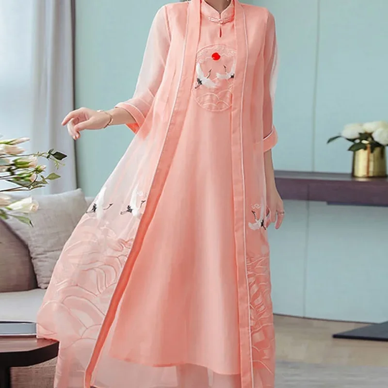 2024 New Chinese dress qipao Vietnam traditional dress embroidery Oriental ao dai elegant long dress cheongsam vestidos 10551