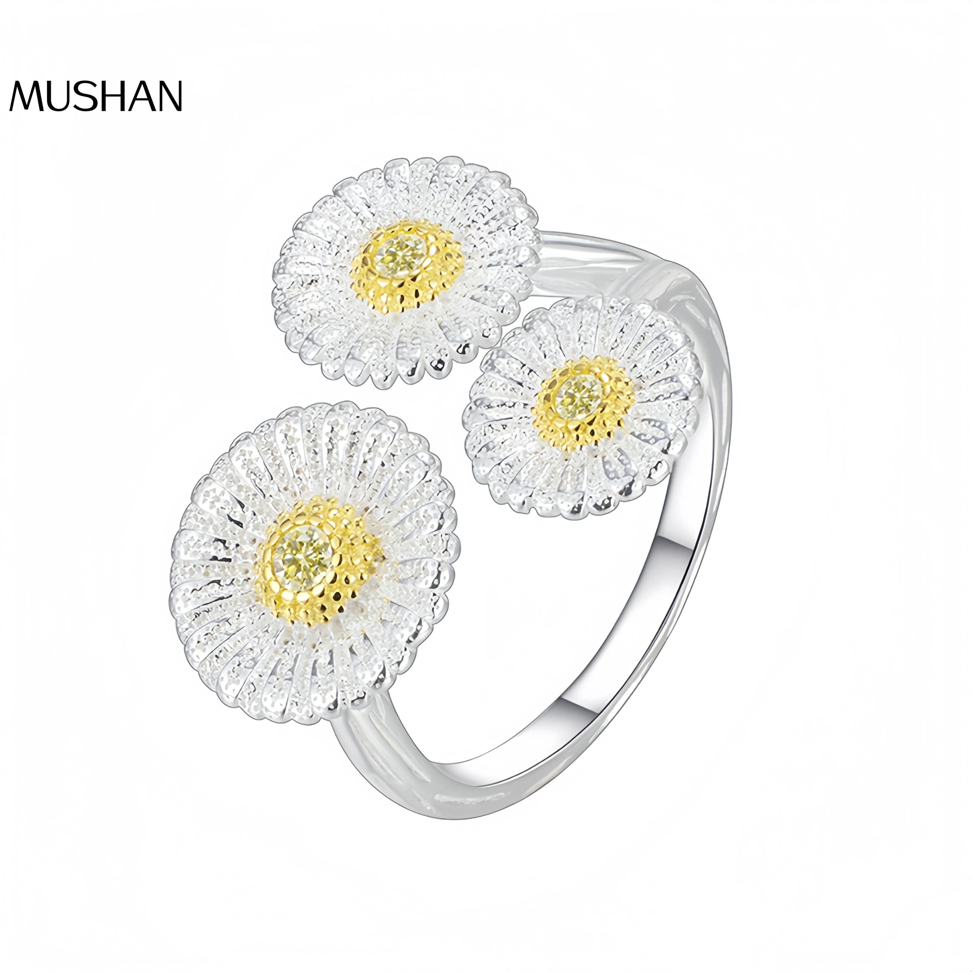 Anillo de Margarita de Plata de Ley 925 de marca de lujo Mushan para anillos italianos para mujer, el mismo estilo que la pequeña patata dulce