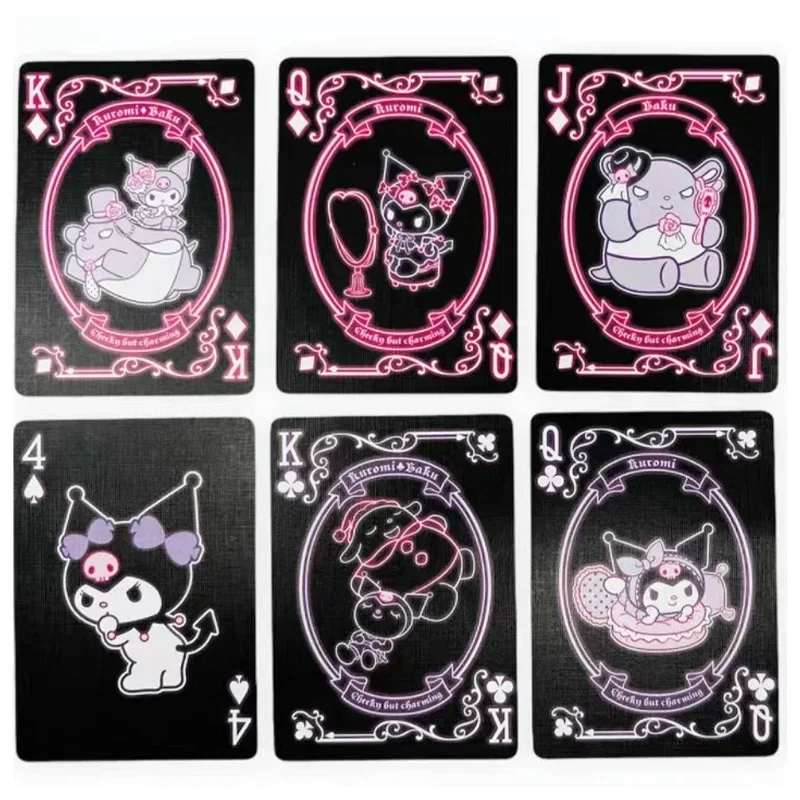 Kawaii Kuromi Playing Cards Anime Figure Kawaii Collection Poker Cute HD Print Playing Card Kids Toys Puzzle Props Girls Gifts