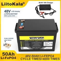 LiitoKala 48V/58.4v 50AH LiFePO4 Battery 16strings Lithium Iron Phosphate high power alternator Solar Energy Golf Cart Yacht