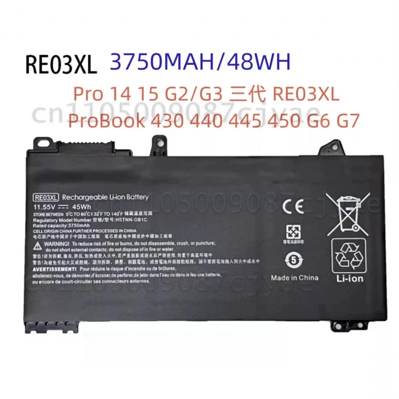 Safe Stable RE03XL Laptop Battery for HP ProBook 430 440 445 450 445R 455R G6 G7
