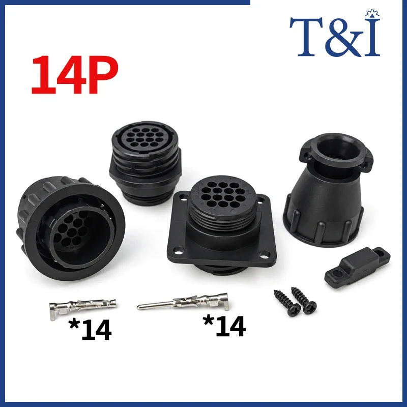 14 Pin Automotive Diagnostic Connector Male Female Plug with Terminals Tail Clip 182649-1 206043-1 182655-1 206043-3 Harness Kit