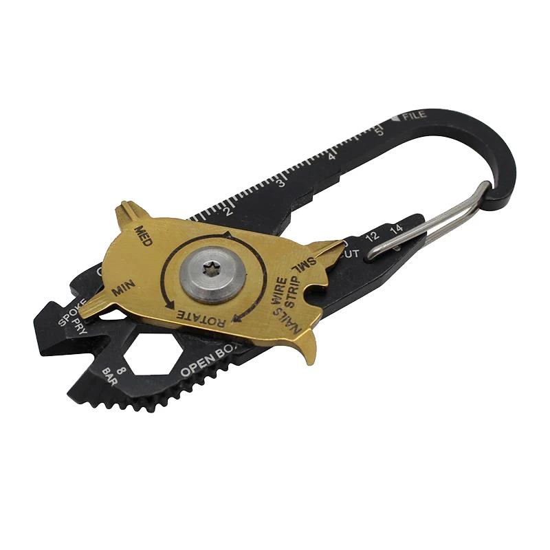 20 In 1 Stainless Steel Multi-tool Tool Mini Keychain Wrench Screwdriver Set Stripping Device Measuring Instrument Combination