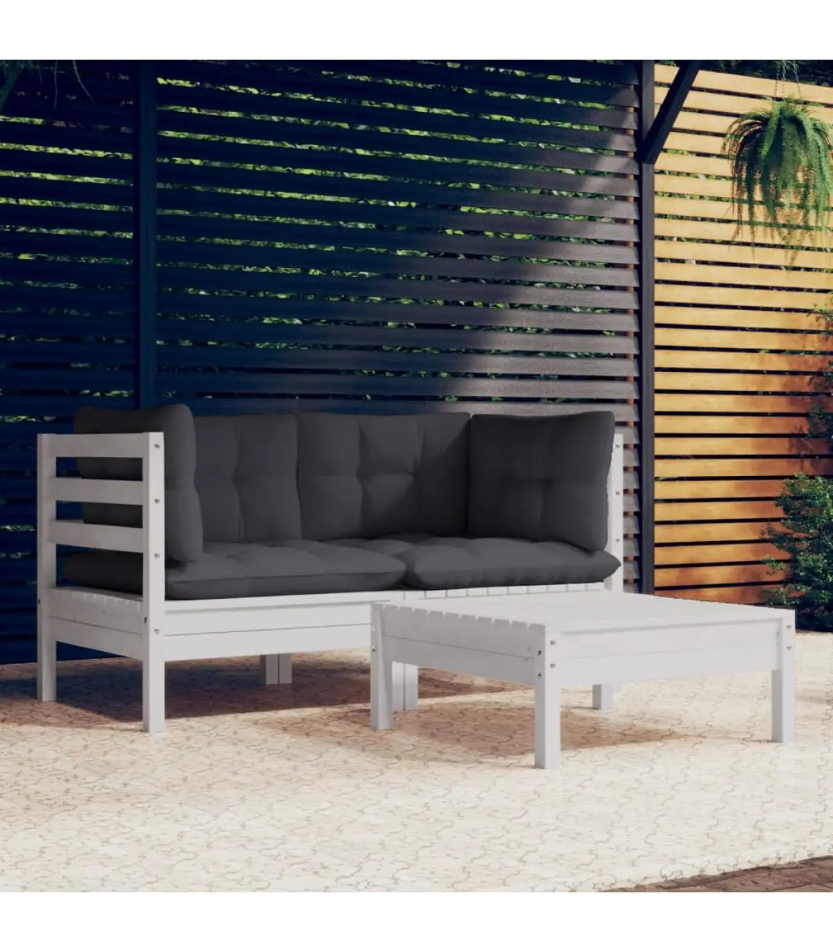 Garden sets garden furniture 3 PCs with cushions anthracite pine wood