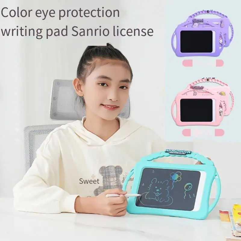 Colorful Painting Lcd Sanrio Drawing Board Cartoon Kuromi Melody Hangyodon Handwriting Board Erasable Kid Graffiti Writing Board