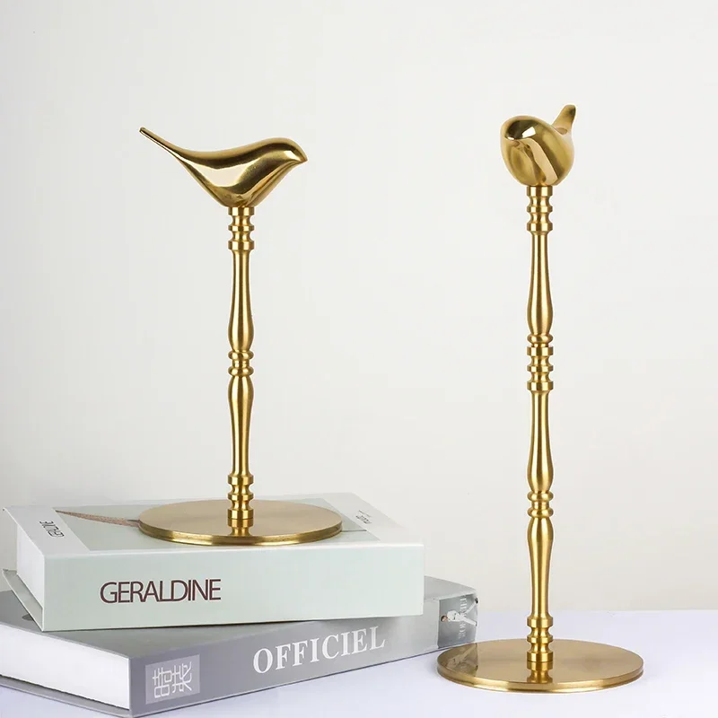 Solid Brass Paper Holder, Nordic Gold Kitchen Tissue Stand, Freestanding Marble Base with Bird Design,  Tabletop Organizer