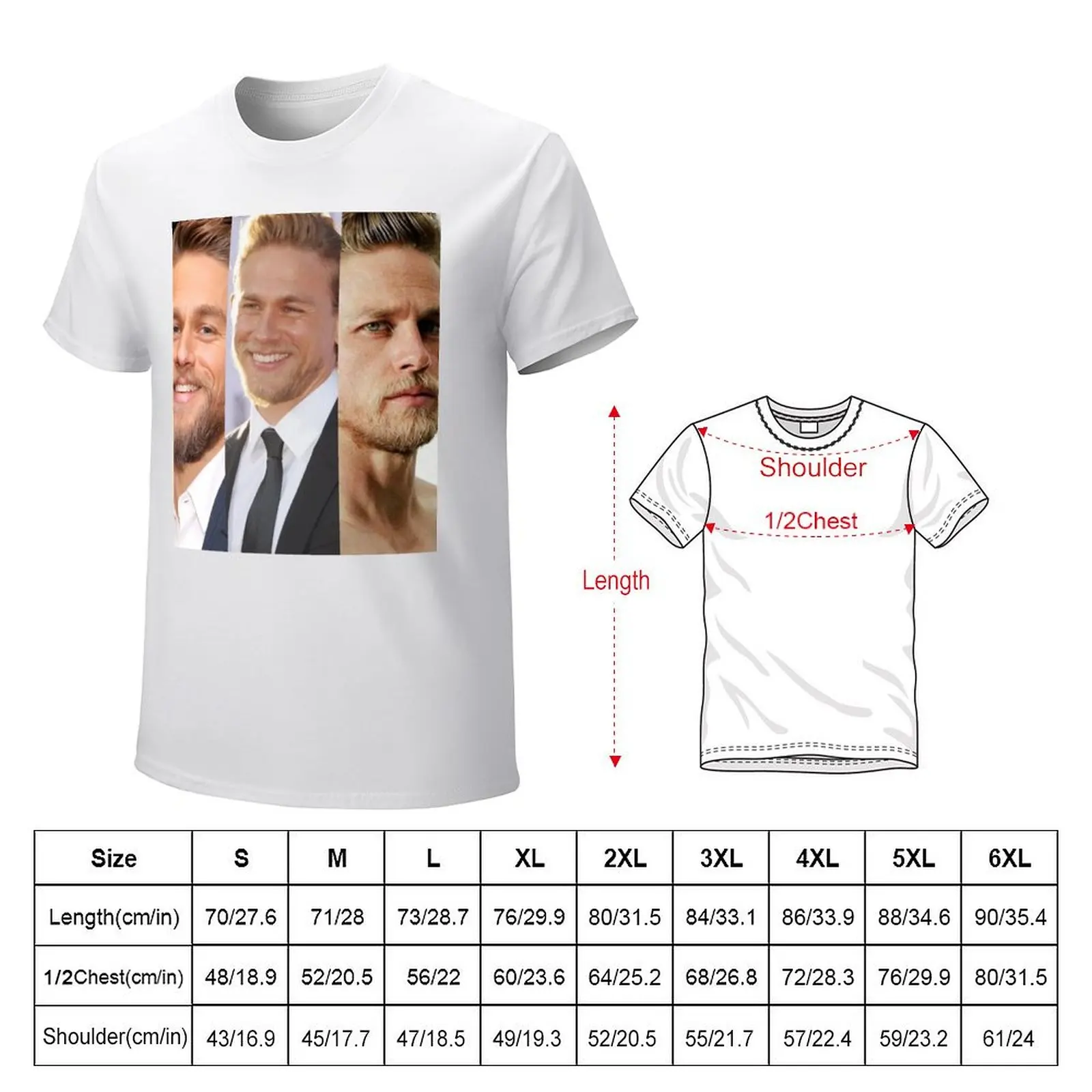 Charlie Hunnam collage T-Shirt Blouse cute tops mens white t shirts