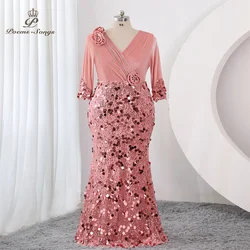 Pink Long sleeve Evening dress vestidos de fiesta elegantes largos de noche Plus Size party dresses woman Gown Maxi dress