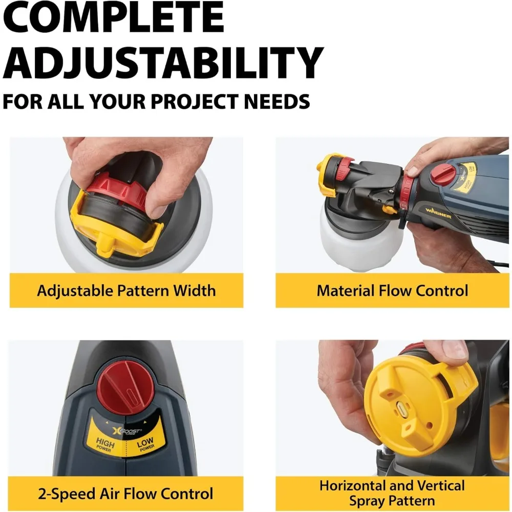 بخاخ طلاء محمول من Wagner Spraytech Flexio 570 HVLP من اللاتكس غير النحيف، مع فوهة iSpray ومجموعة كاملة