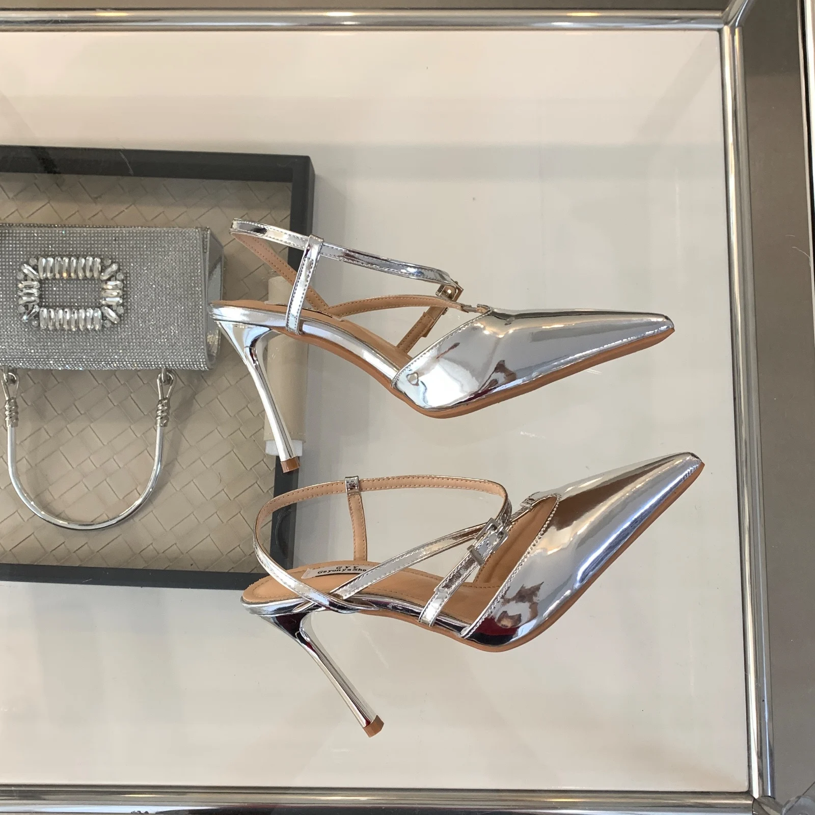 Women's Solid Color Trendy Sandals, Ankle Buckle Strap High Heel Summer Shoes, Versatile Dress Shoes