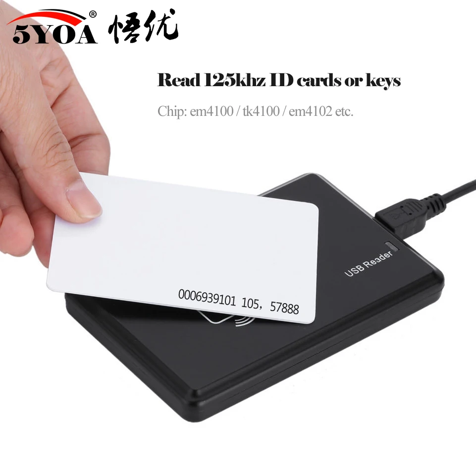 125Khz RFID Reader EM4100 USB Proximity Sensor Smart Card Reader no drive issuing device EM ID USB for Access Control