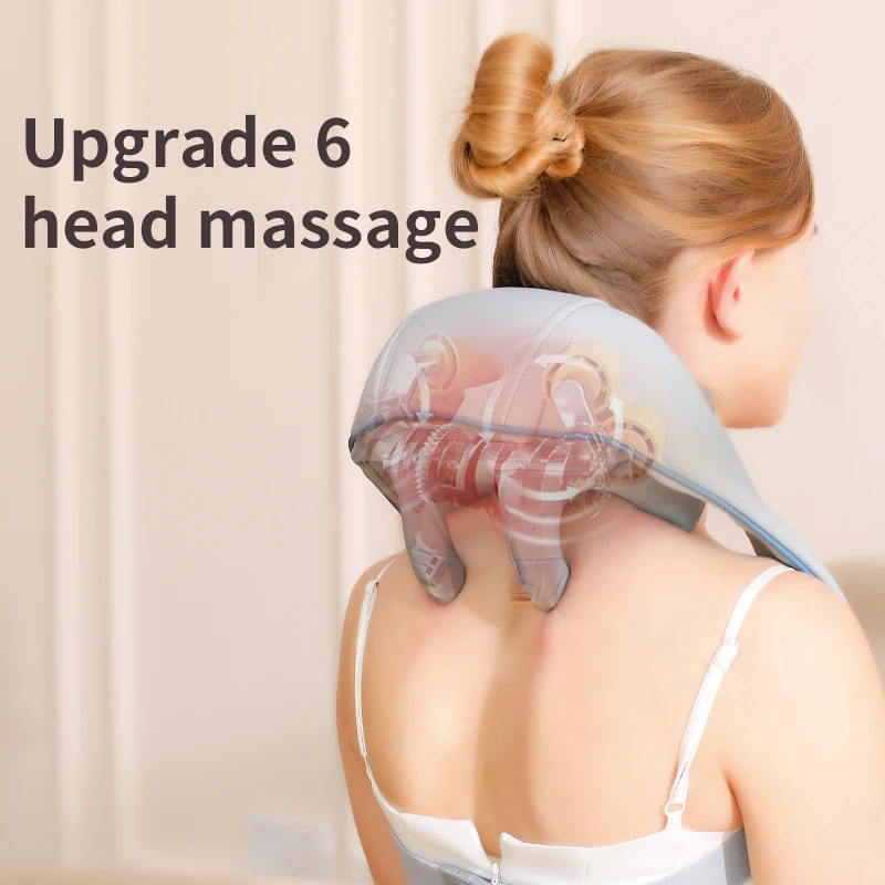 HOMEFISH Wireless Neck And Shoulder Kneading Massage Pillow Electric Neck And Back Massager Cervical Back Muscle RelaxingMassage