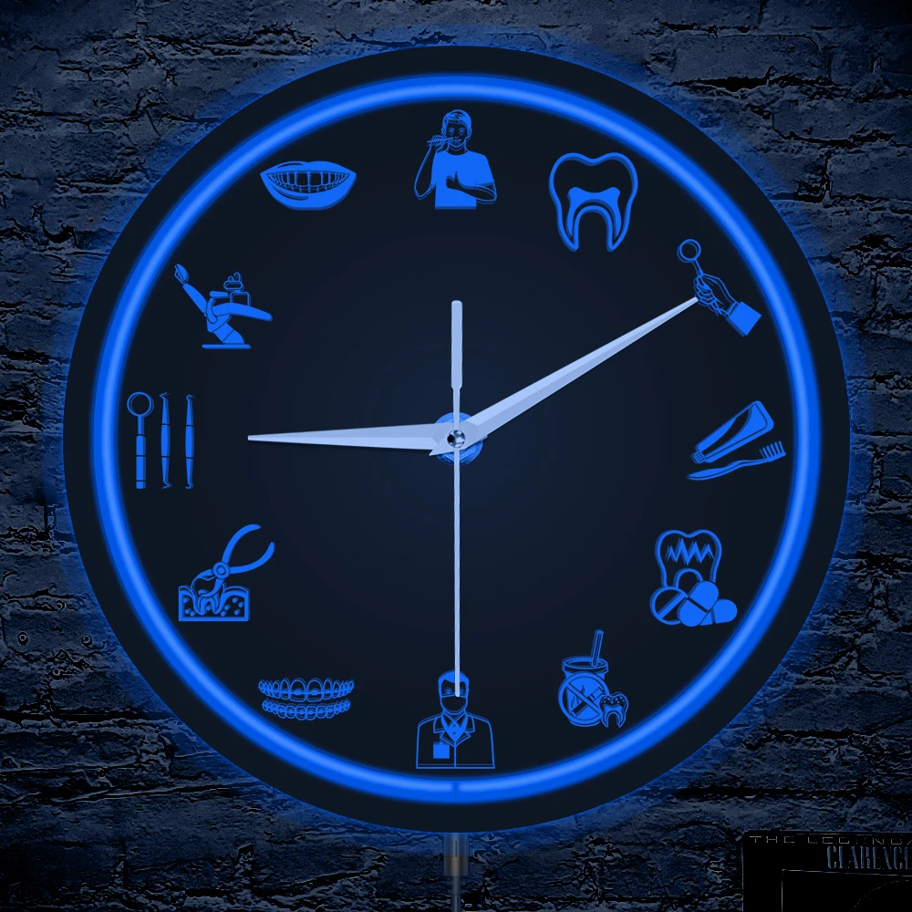 

Endodontist LED Neon Sign Metal Frame Illuminated Wall Clock Orthodontics Surgeon Dental Office Clock Dentist Endodontist Gift