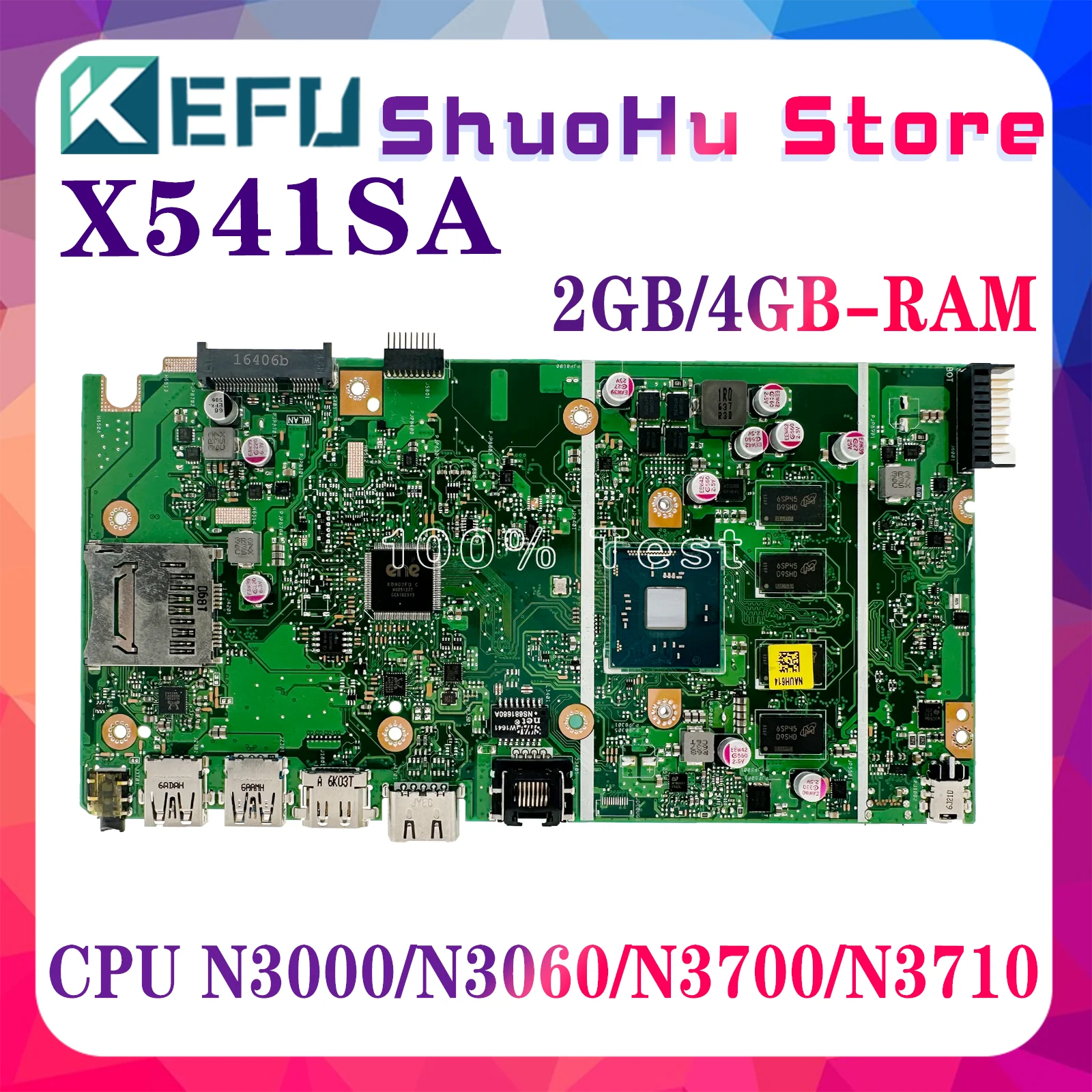 

KEFU X541SA Motherboard For ASUS X541SA F541S Laptop Motherboard X541SA REV 2.0 N3050/N3160 CPU RAM-4GB/8GB 100%Test