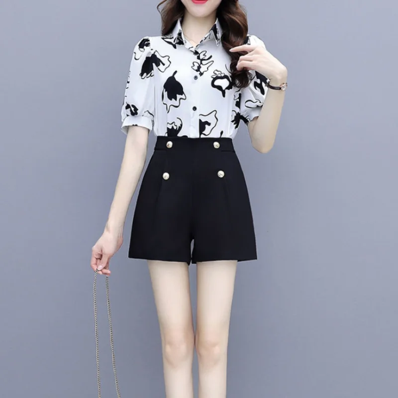 Two-piece Clothing Trend 2024 Casual Female Shorts Chic and Elegant Kit Korean Style Ensembles Light Women's Short Sets 2 Pieces