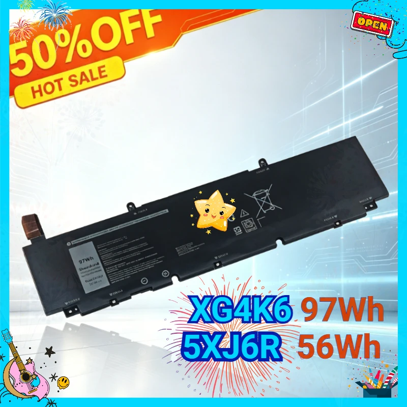 

97Wh XG4K6 5XJ6R 56Wh Replacement Laptop Battery for Dell XPS 17 9700 9710 Precision 5750 5760 Bateria 11.4V High Performance