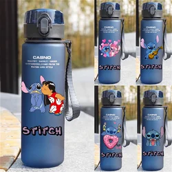 560ML Disney Lilo & Stitch Water Cup bambini portatile in plastica trasparente Stitch Angel Outdoor bottiglia d'acqua sportiva di grande capacità