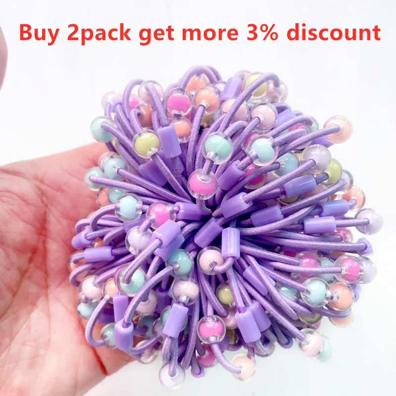 50pcs Rubber Hairbands Girl Kids Hair Bands With Acrylic Beads Base Elastic Hair Tie DIY Hair Accessories Wholesale