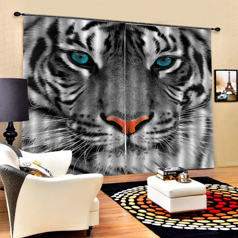 3D European beautiful flower printing bathroom curtain tiger curtains Waterproof Bathroom Curtain With Hooks