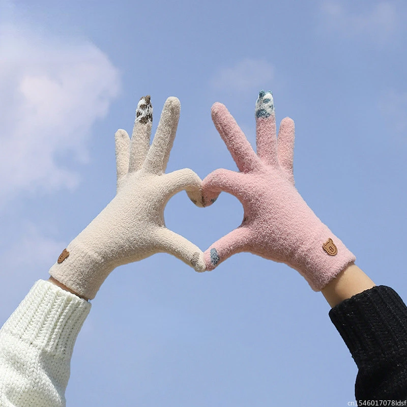 Велосипедные перчатки Youpin, зимние, Осенние, женские, антифриз, теплые, ветрозащитные, симпатичные, Корейская версия, Утолщенные, с сенсорным экраном