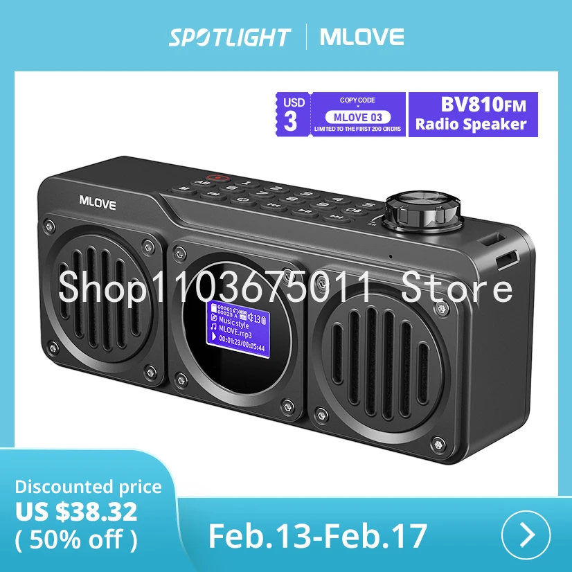 

Портативный Bluetooth-динамик MLOVE BV810 с FM-радио, водонепроницаемый динамик, ЖК-экран, HD Бесплатный звонок, слот карты Micro SD