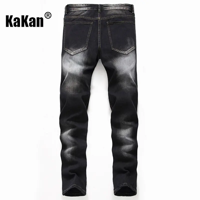 Kakan - European and American New Black Jeans Men's Wear, Made Old Wash Casual Straight Length Jeans K36-338