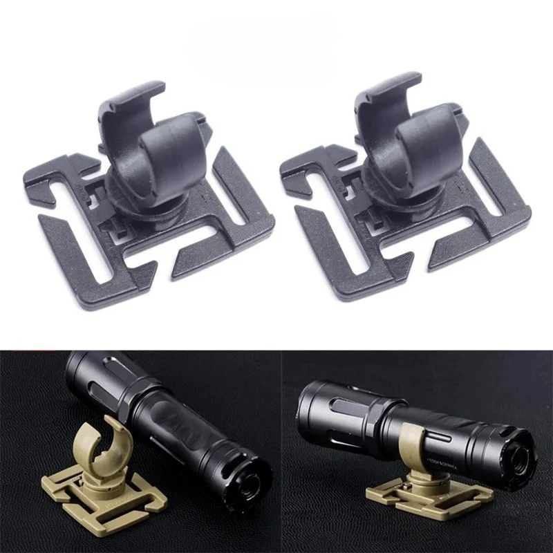 

2pcs Rotating flashlight clip, water pipe clip, backpack clip, 25mm webbing tactical buckle, outdoor camping accessories