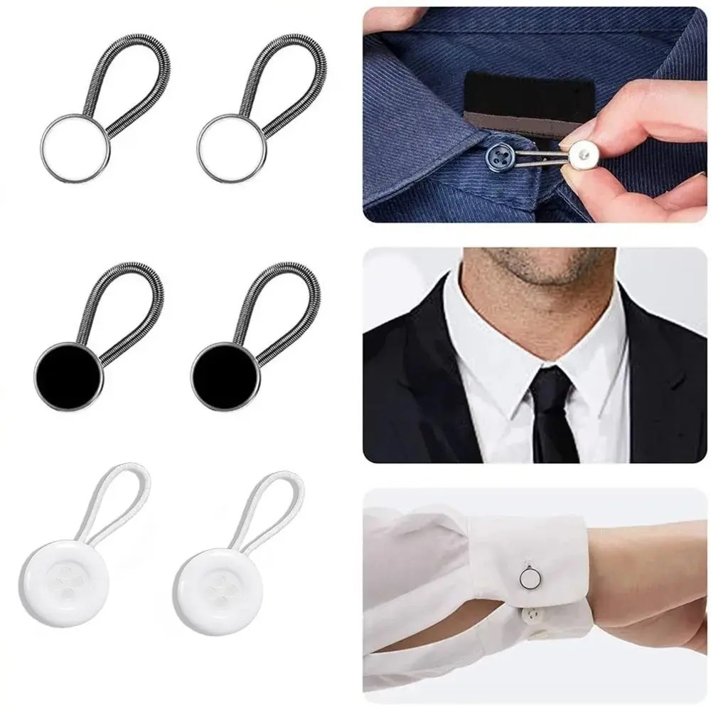 Elastic Collar Extenders Flexible Neck Extender Shirts Button Expanders Metal Lengthen Buckle Neck Relief Tight Collars