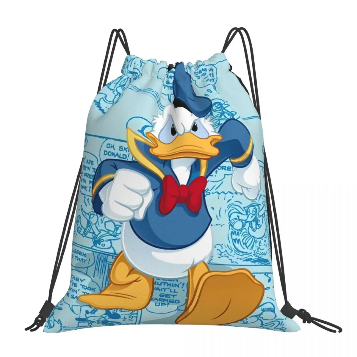 

Custom Name Waterproof Outdoor Beach Swimming Sports Drawstring Backpack Donald Duck Organizer Gym Storage Bag