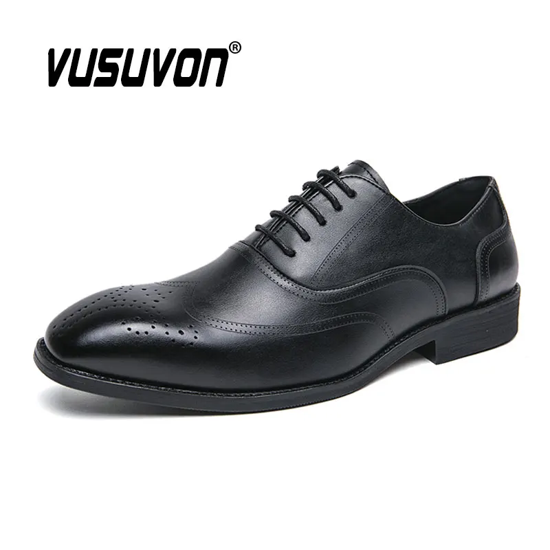 Fashion Men Oxford Shoes Breathable Leather 38-46 Size Boys Loafers Black Soft Outdoor Casual Autumn Mules Dress Brogue Flats