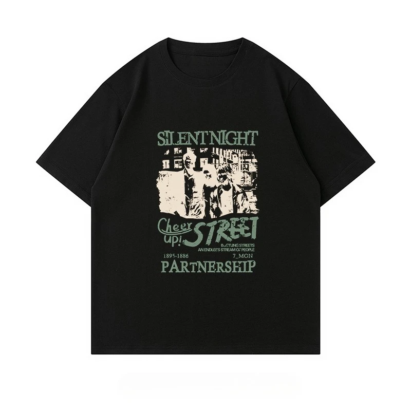 

Новейшие модные повседневные мужские и женские свободные уличные топы с короткими рукавами и принтом в канун Рождества 2025 года.