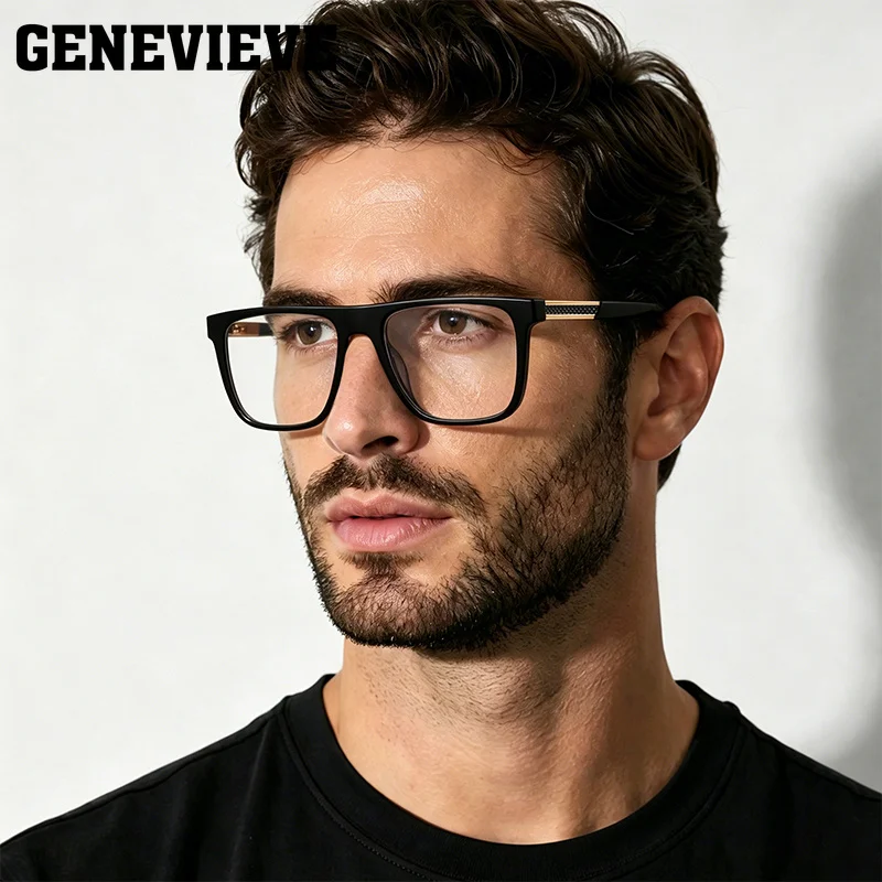 GENEVIEVE Minimalist Business-Style Polarized Sunglasses for Men Anti Blue-ray Photochromic Glasses Customizable Prescription