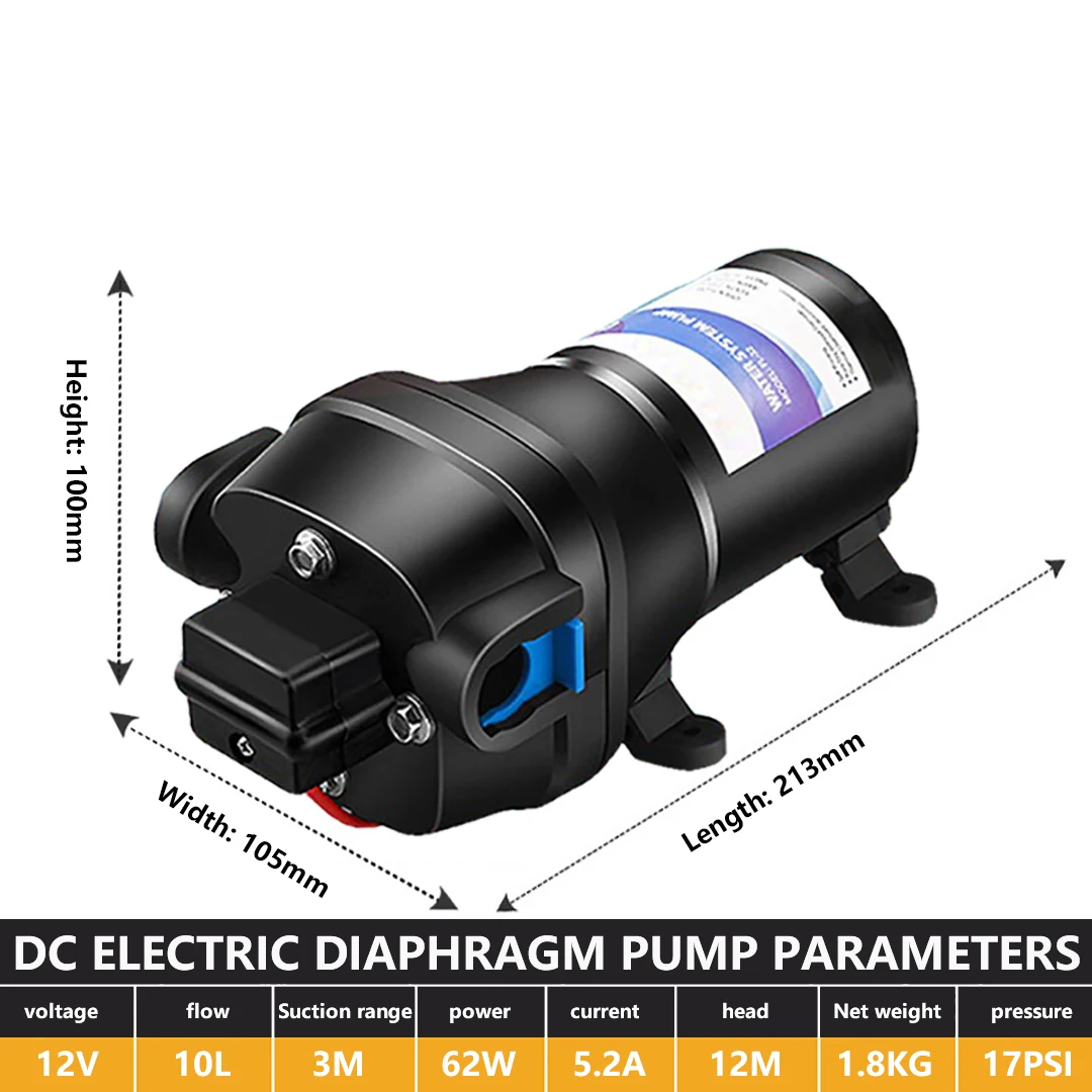 12V/24 Volts Fully Automatic RV Water Pump 2.8GPM 17PSI 10L Electric Yacht Boat Self Priming Diaphragm Water Pump