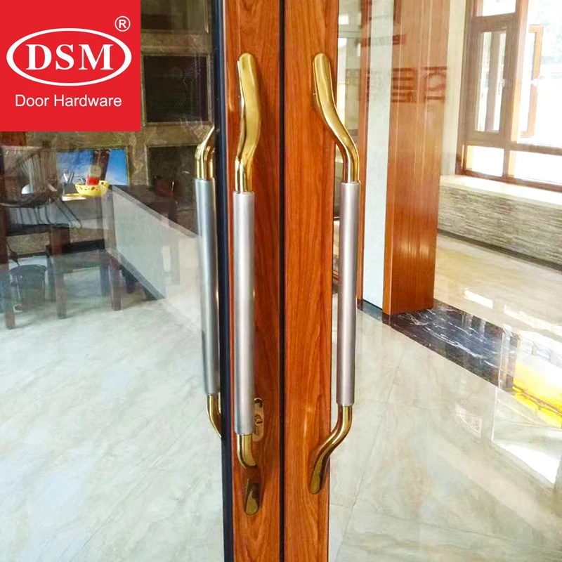 Solid 304 Stainless Steel Pull Handles Golden Polish Entrance Door Handle Suitable For Glass,Metal Frame,Wooden Doors PA-349