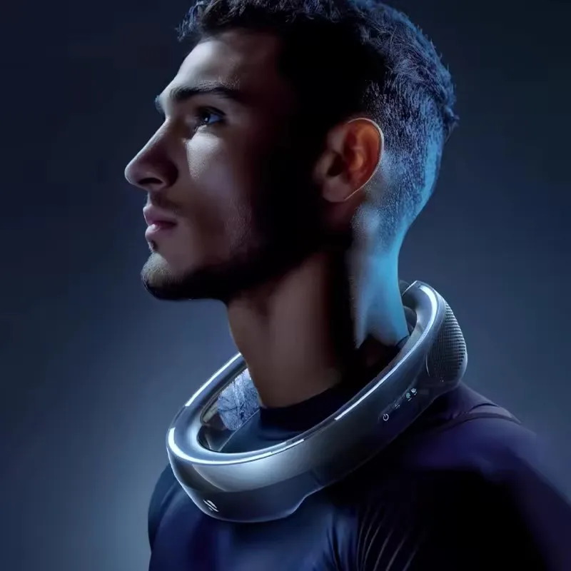 2025 جديد الرقبة تكييف الهواء مروحة ضاغط ذكي التبريد في الهواء الطلق منخفضة الضوضاء USB شحن مروحة محمولة أنيون تنقية