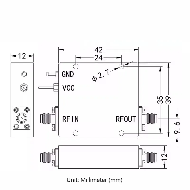

Низкошумящий радиочастотный усилитель 5–18 ГГц, микроволновый усилитель LNA, усиление 43 дБ NF = 1,5 дБ