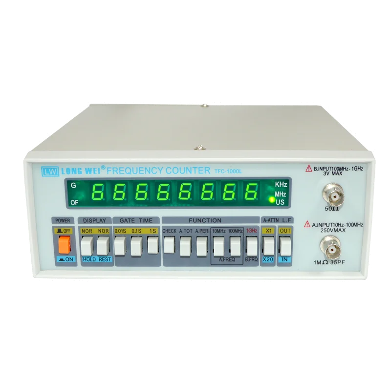 Longwei TFC-1000L Dual Channel Frequency Meter 1GHZ 8-Bit LED Display 100MHz-1GHz Self-test High Precision Frequency Meter 10HZ