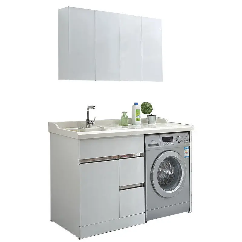 Balcon Machine à laver Lavabo à linge Lavabo Significant Autre armoire intégrée Combinaison d'armoire à linge en acier inoxydable