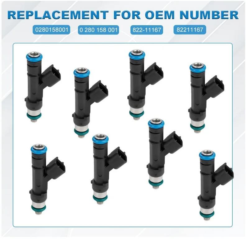 

Топливная форсунка, OEM 0280158001, для FORD E-150 E-250 E-350 E-450 5.4L 2L 1E-A5C 822-11167N, набор из 8 шт., совершенно новая, гарантия 2 года