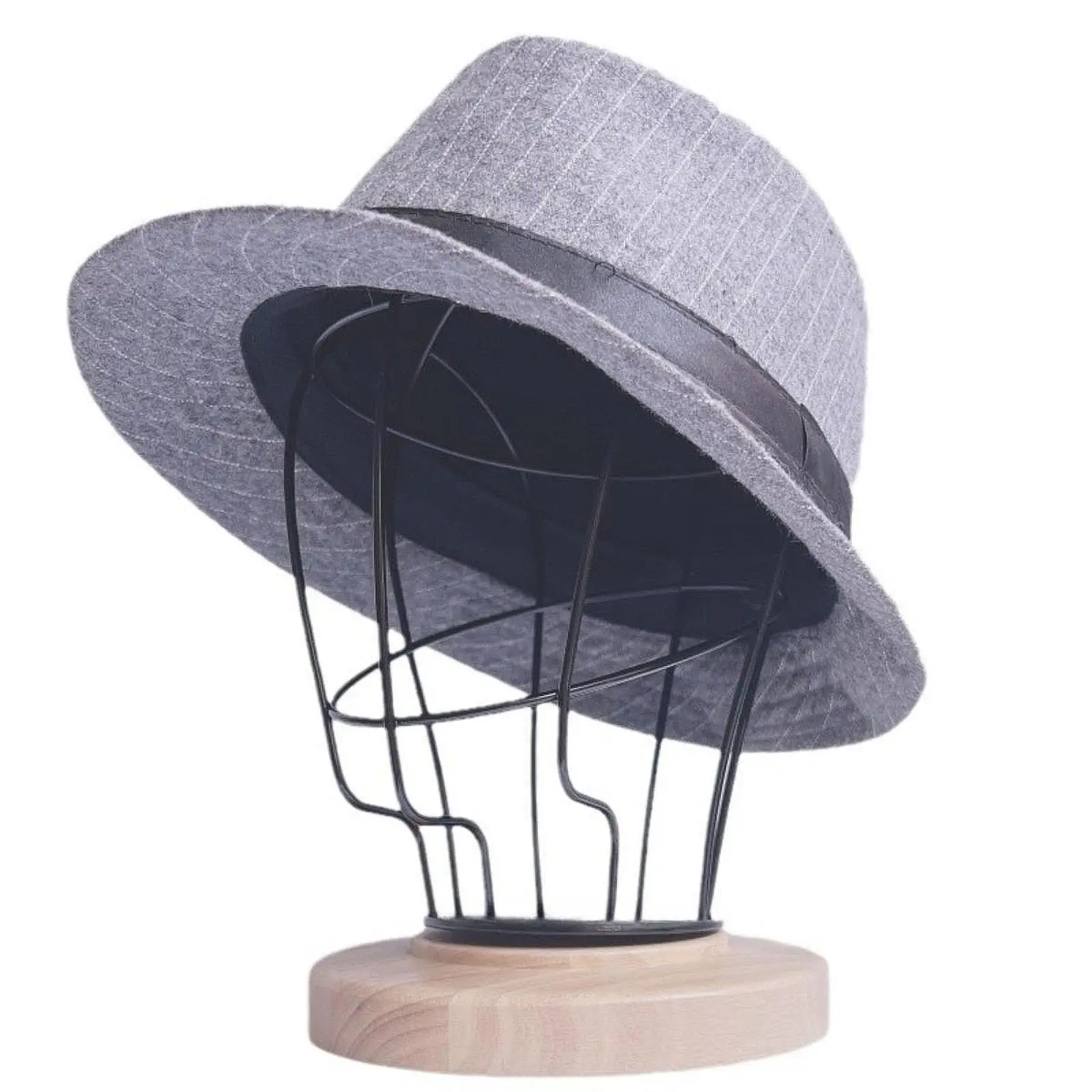 

Hat Display Stand Wig Stand Stable Decorative Wood Base Desktop Show Shaped Metal Holder for Tabletop Mall Salon Personal