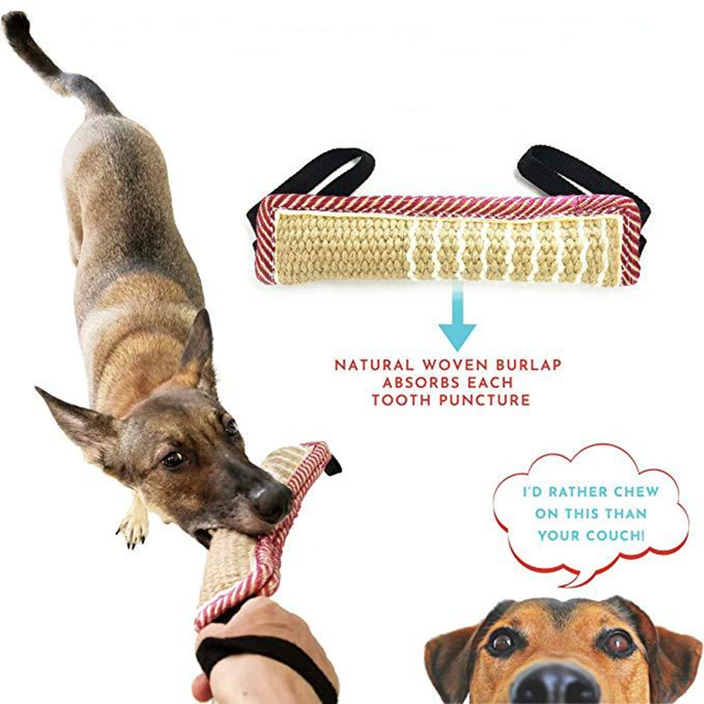 

Dog Tug Toy Dog Bite Pillow Jute Bite Toy with 2 Handles for Tug of Chewing Puppy Training Interactive Play Interactive Toys