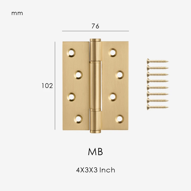 Nurlin massief messing 4 inch gladde binnendeurscharnier goud antiek brons zwart mat nikkel geborsteld optioneel