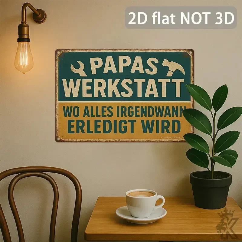 Vintage German Workshop Wall Sign Suitable for Man Cave & Office 