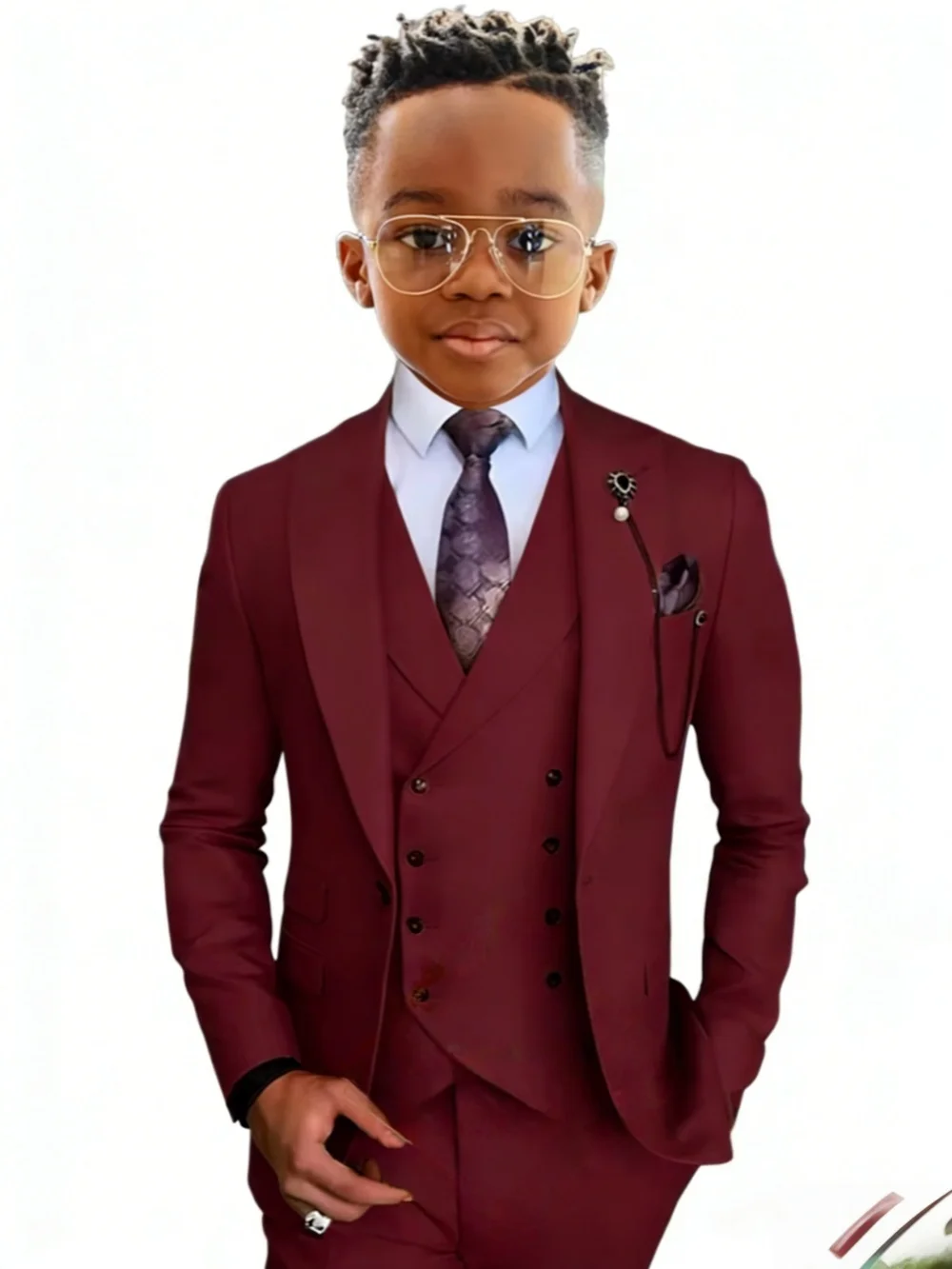 Txjojn Stylish Kids Suit Set 3 Pieces Wedding Ring Bearer Outfit High Quality Boys Slim Fit Suits Birthday Party Wear Plus Size