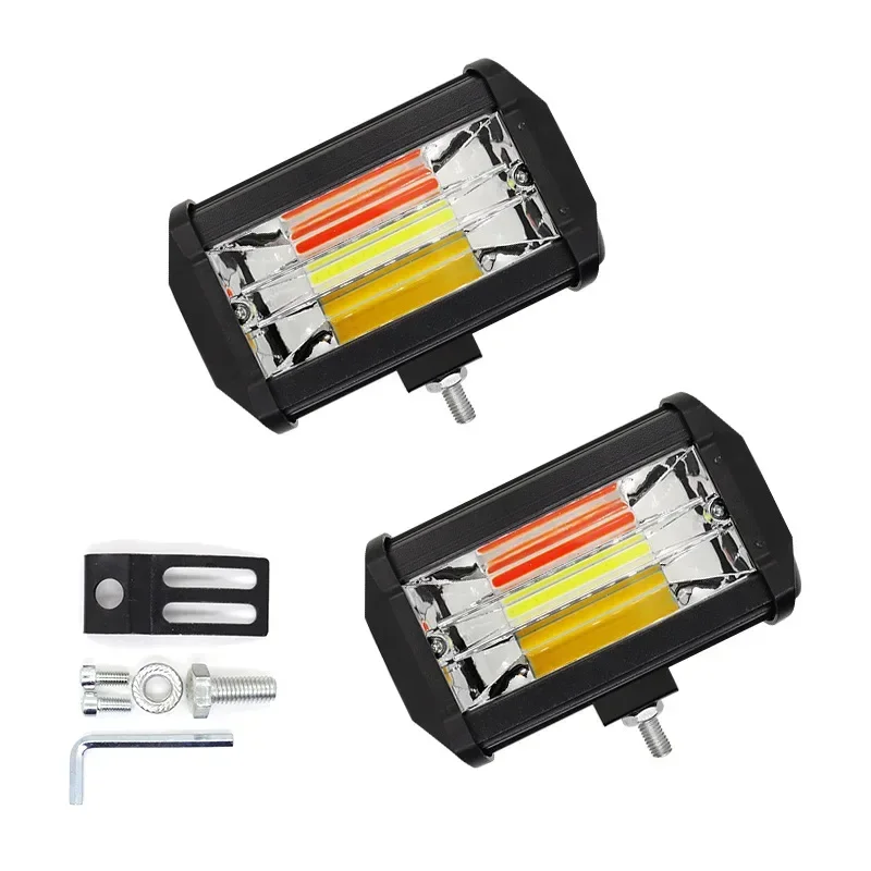 New Car LED Work Light 5 Inch 72W Three Mesh Double Row LED Strip Off-road Vehicle Spotlight