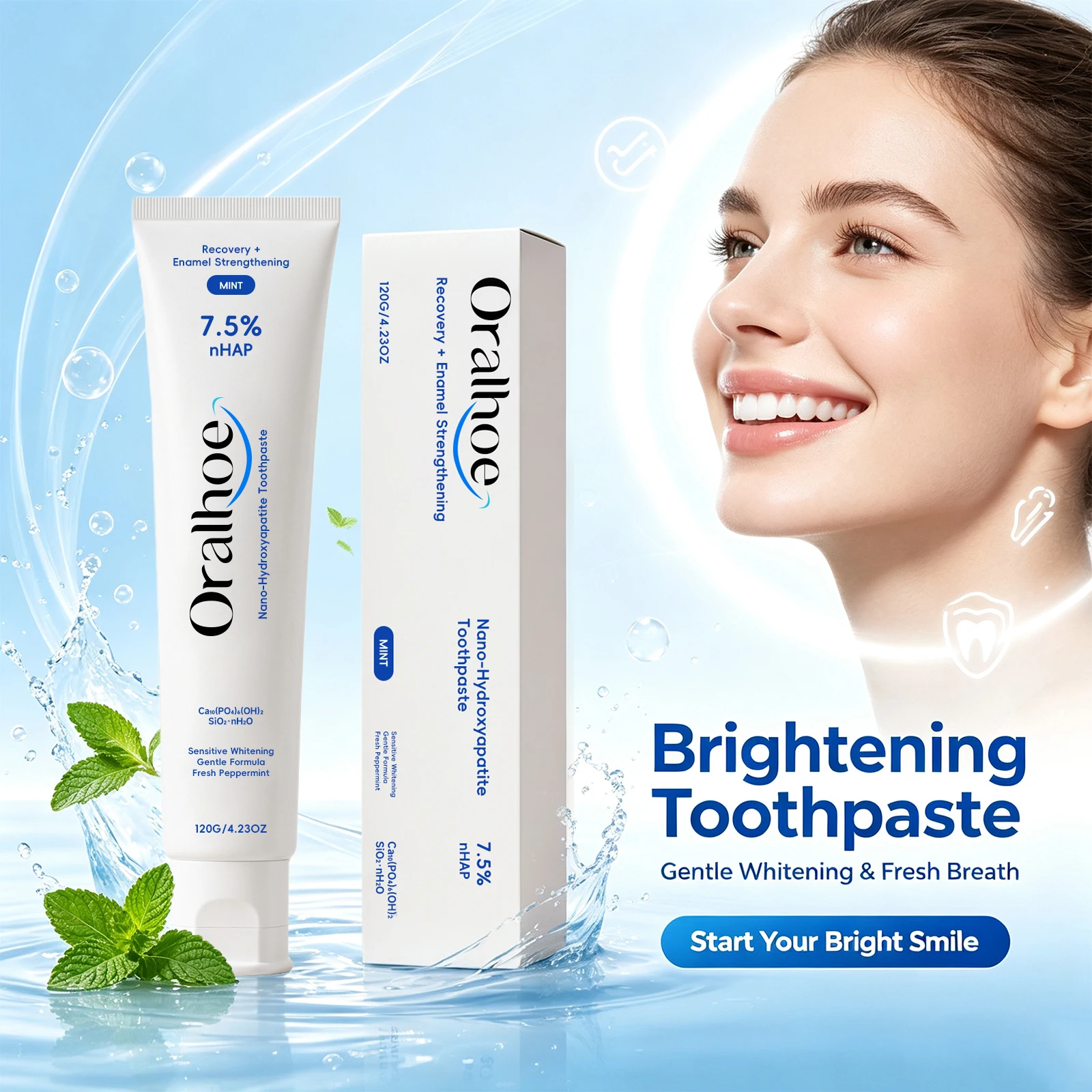 7.5% Nano Hydroxyapatite Toothpaste Remover Coffee Tea Stain Improve Bad Breath Whitening Toothpaste Teeth Oral Care Products