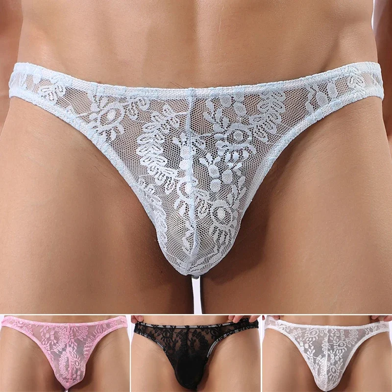 

Soft High Quality Hot Panties Trunks Underpants Underwear Briefs Shorts Lace See-through Bottom Breathable Men's